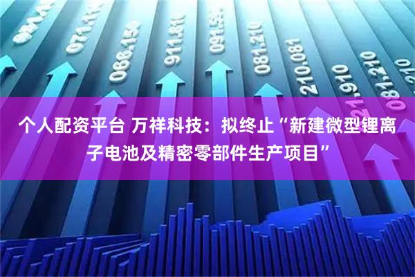 个人配资平台 万祥科技：拟终止“新建微型锂离子电池及精密零部件生产项目”